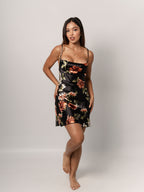 PIJAMA FLOWERS NEGRO