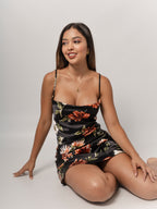 PIJAMA FLOWERS NEGRO